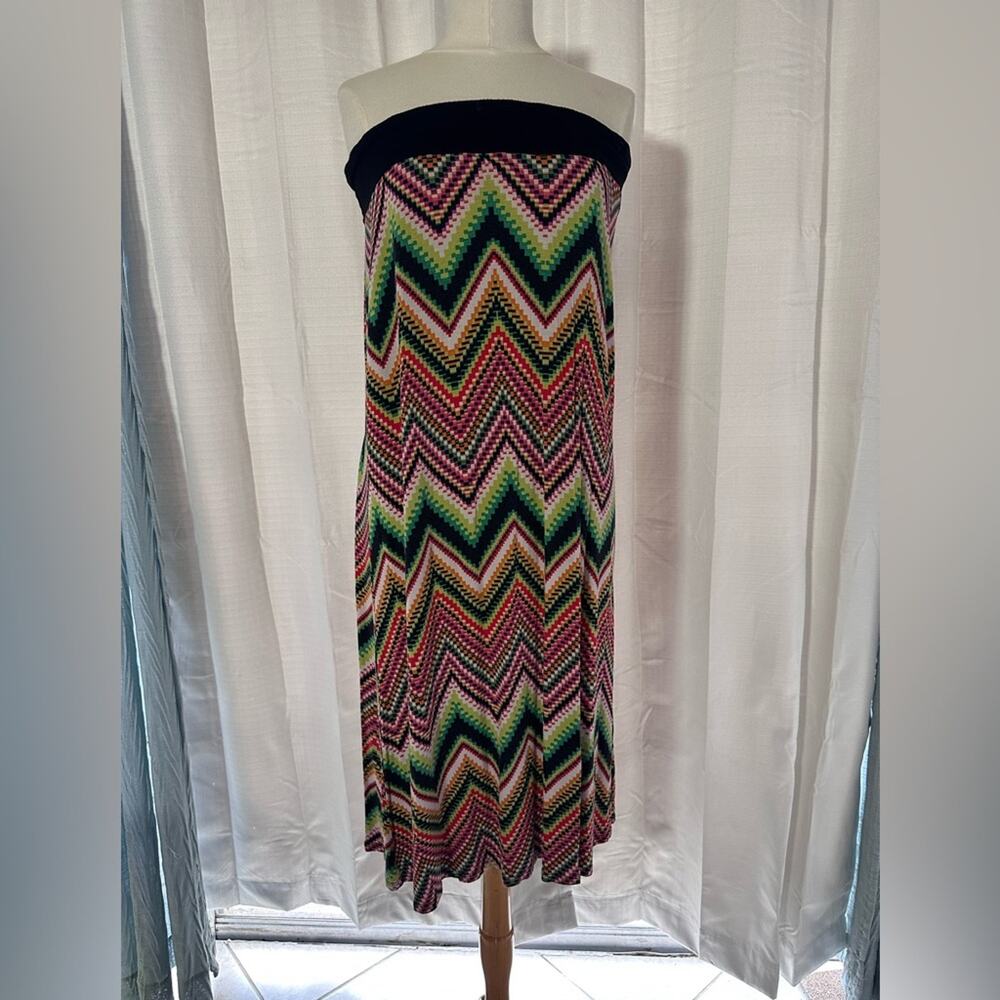 Karen Kane Green and Pink Maxi A-Line Skirt
